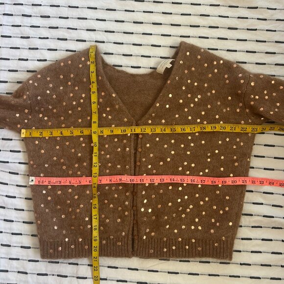 🔥SOLD🔥La Maille Sezane Long Sleeve Metallic Foil Dotted Women Sweater Cardigan - Picture 4 of 7